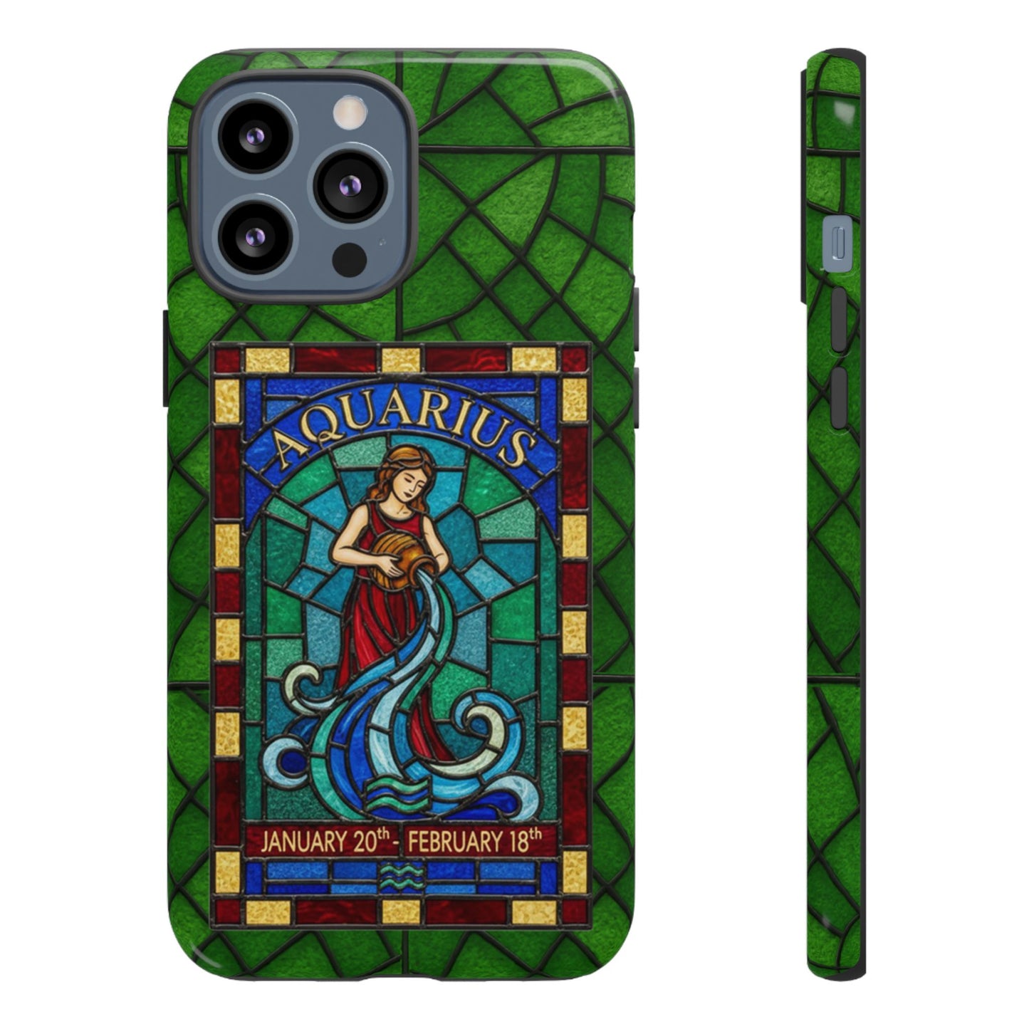 Aquarius Zodiac Stained Glass - Arty Phone Case